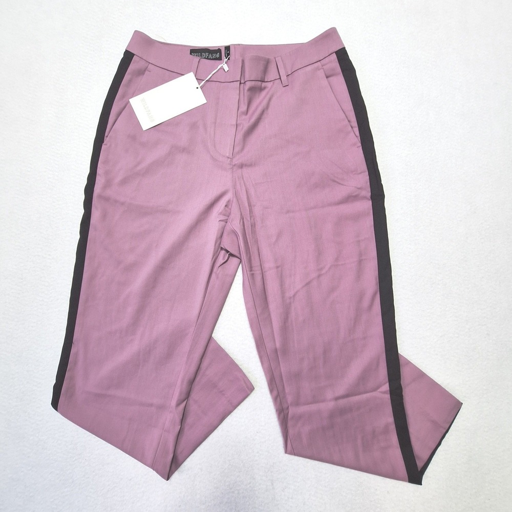 Wildfang Empower Slim Crop Pant Womens 10 Mauve Black Color Block Tailored NWT